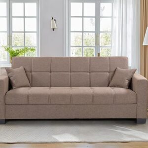 West Home Three Seat Luxury Sofa Cum Bed Fabric Color Brown WH-S399
