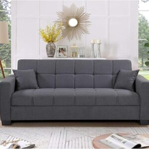 West Home Three Seater Sofa Cum Bed with Storage (Sleeping Fabric Living Room Sofa Bed) Color Grey - Model - WH - S399