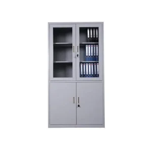West Home Four Door Glass and Steel Cabinet, W X D X H (90 x 40 x 185) cm, Color - Grey, Model – WH - FC06, No Warranty and No Installation