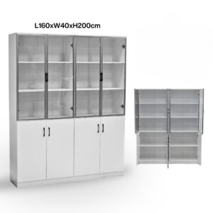 West Home 4-Door Full Height Book Cabinet With Glass Door Color White Model WH-4SBF