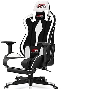 West Home Gaming Chair GT Racing High Quality Hydraulic Jack Adjustable Tilting Resistance, Backrest, Adjustable Height / Back,  Color - White+Black - Model- WH - GCGTOG2 - No Warranty and No Installation
