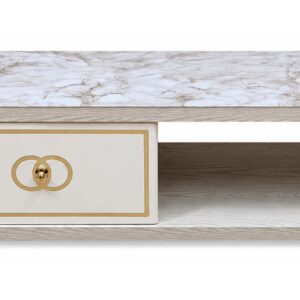 Lopez Premium Glossy Marble Top Center Table with Storage Drawer