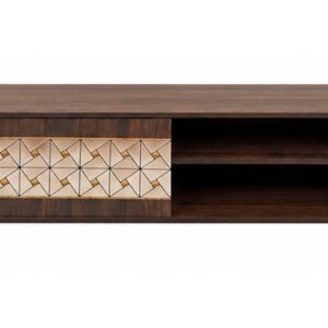 Lopez Premium Geometric Wooden TV Unit with Sliding Door – Modern Luxury TV Cabinet for Living Room
