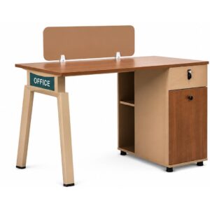 Lopez Modern Office Desk with Storage Cabinet & Privacy Panel
