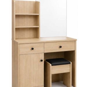 Lopez Modern Wooden Dressing Table with Mirror & Storage Shelves