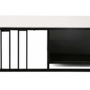 Lopez Modern Marble Top Coffee Table with Metal Frame Storage Shelf
