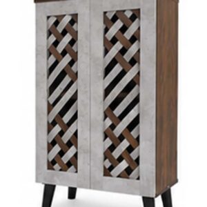 Lopez Premium Lattice Wooden Storage Cabinet with Dual Doors