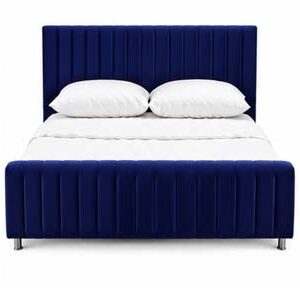 Lopez Luxury Upholstered Bed – Blue | 160 × 200 CM