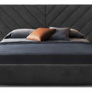 Lopez Modern Upholstered Bed – Dark Grey | 180 × 200 CM